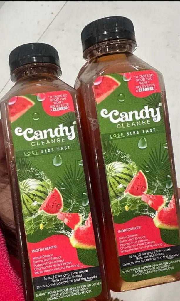 Two bottles of Candy Cleanse 1 day detox cleanse for revitalizing energy and toxin elimination