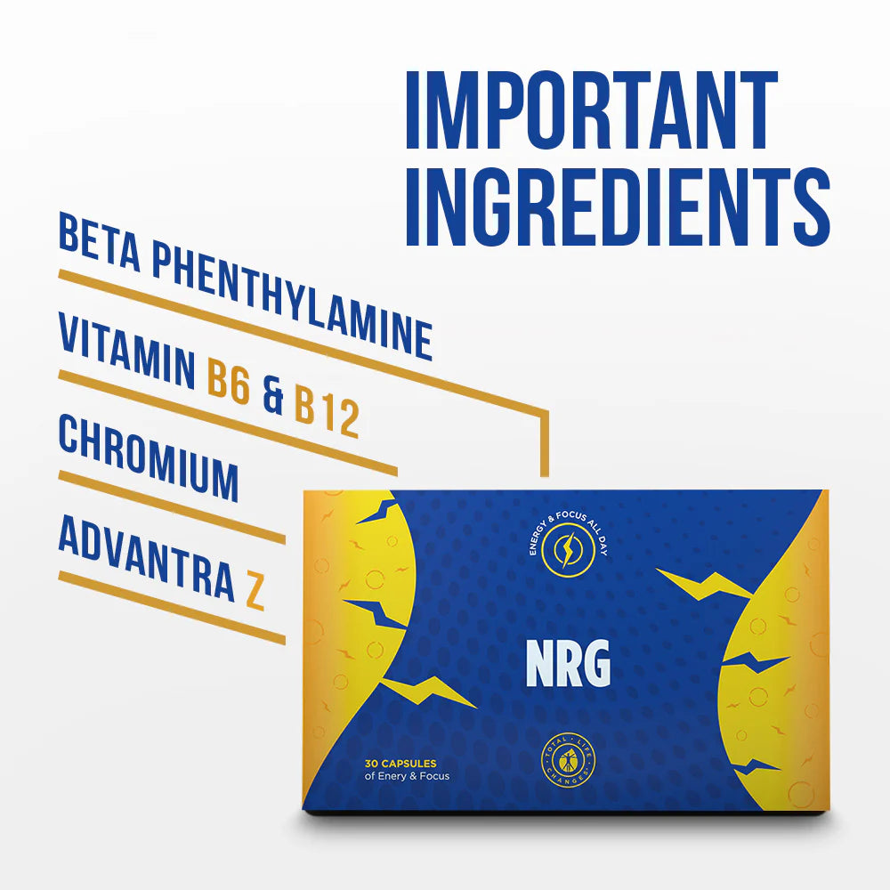 Energy boosting detox capsules with key ingredients like Beta Phenethylamine and Vitamins B6 and B12