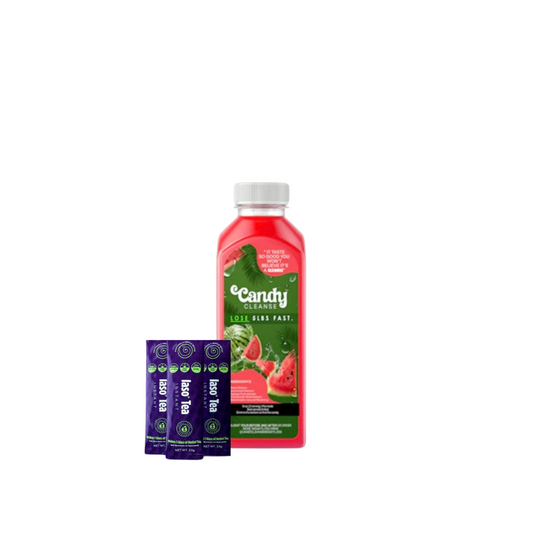 GetCandyCleanse Watermelon detox cleanse kit featuring a detox juice and herbal tea for cleansing